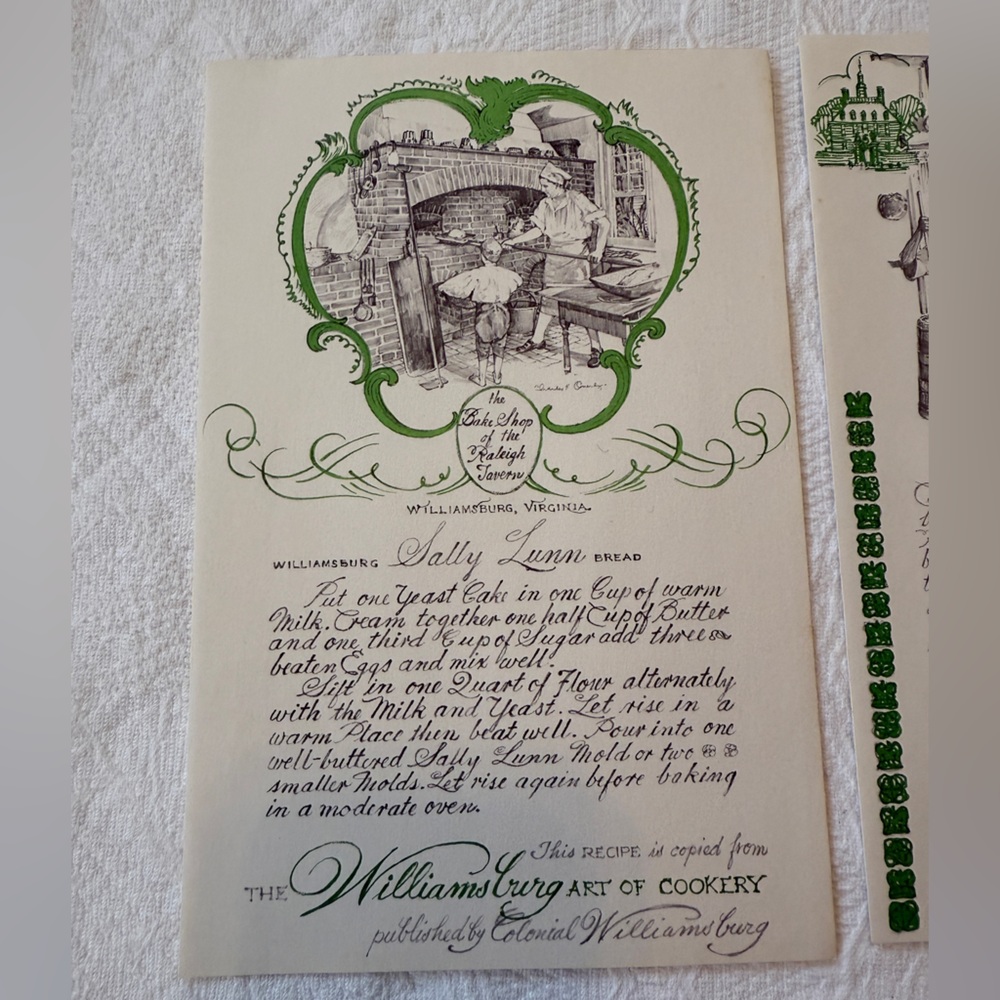 Vintage Authentic Recipes From Colonial Williamsburg Charles Overly Art Cards - Picture 2 of 6